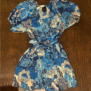 Alex Marie Vibrant Blue and White Floral Dress